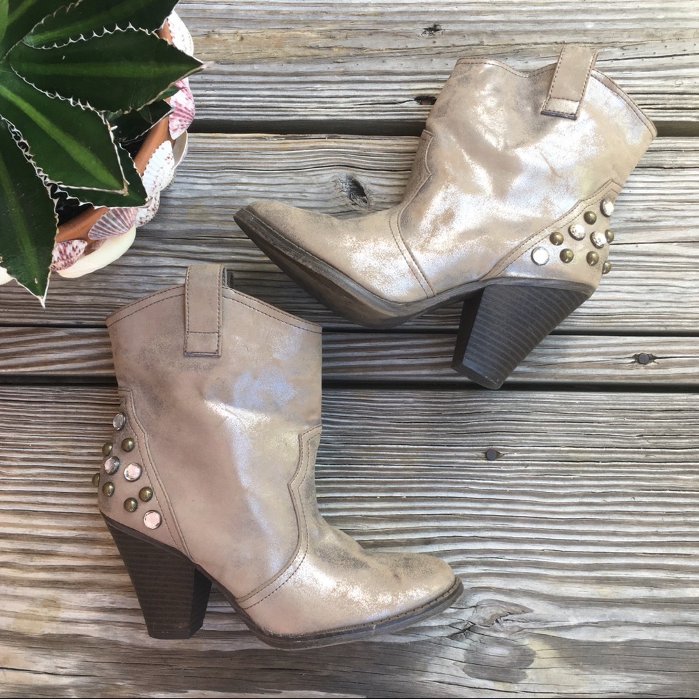 MIA Embellished Slouchy Metallic Boots Size 7